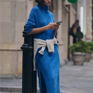 Anthropologie Blue Turtleneck Dress